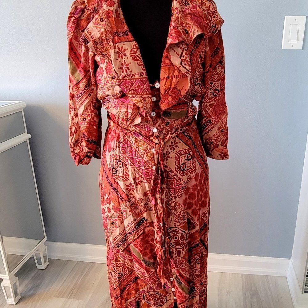 NWOT Free People Boho Robe Lennon Dress Maxi Button Front Size Small Retail $168 - Picture 9 of 16